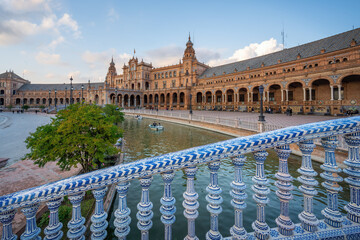 Plaza de Espana with Ceramic Bridge Balustrade - Seville, Andalusia, Spain