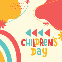 Social media post template of Happy Childrens Day event. a
