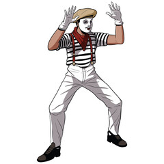 Semi realistic Cartoon mime artist  character 
