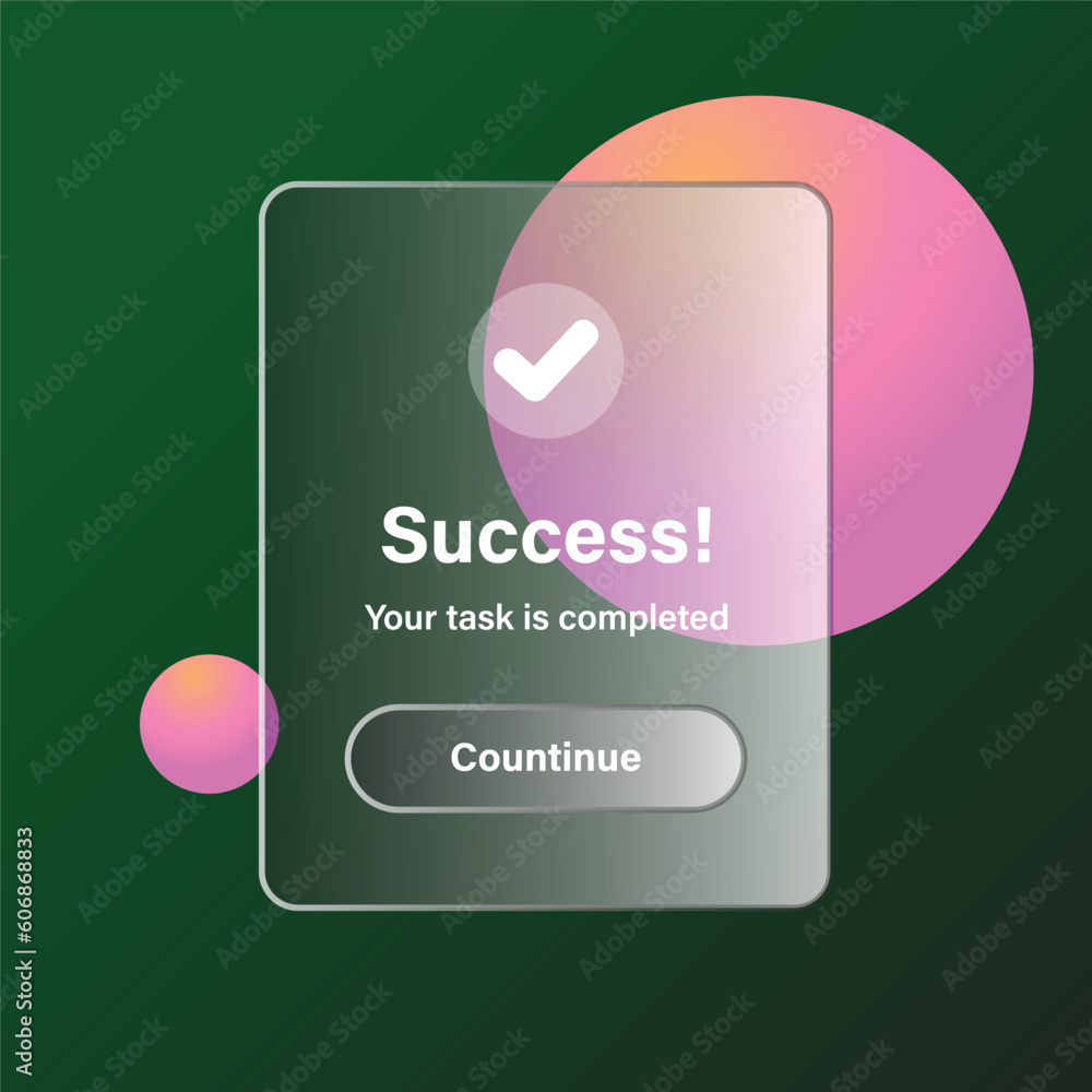 Poster successfully user interface glassmorphism concept design