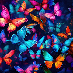 Obraz na płótnie Canvas Colorful butterfly with wings spread out flying, Generative AI illustration