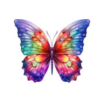 Colorful  butterfly with wings spread out flying, Generative AI illustration