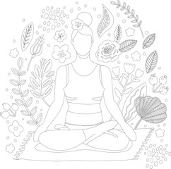 yoga and meditation pose vector graphic