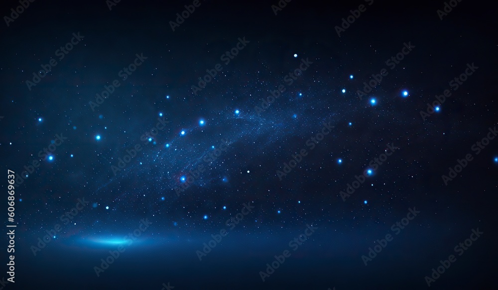 Wall mural background with stars dark blue and glow particle abstract background ai generative