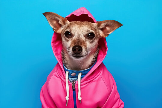 Pop Portrait Of A Dog On A Pink Leather Jacket