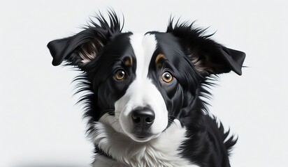 Generative AI image of a cute border collie begging with paws Ai Generative