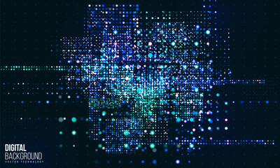 Cyber background constructed with different dots. Digital futuristic backdrop. Vector illustration.
