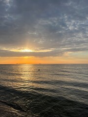 Beautiful sea view after the sunset, quiet evening sea horizon 