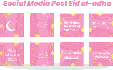 Fototapeta na wymiar Set Social media post template of Eid al adha event.