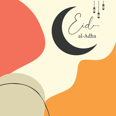 Happy Eid Al Adha social media post colorful abstract shape vector design