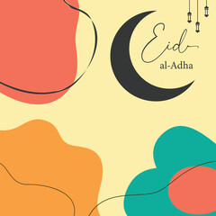 Happy Eid Al Adha social media post colorful abstract shape vector design
