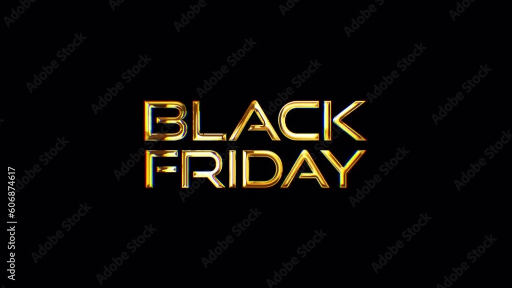 Poster loop black friday glitch gold text effect illustration on black background. element for isolated tra