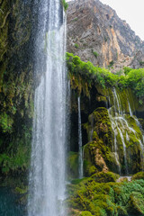 Fototapeta na wymiar Yerköprü Waterfall and the canyon on the Göksu River are located in the Mut district of Mersin province in the Eastern Mediterranean region of Turkey.