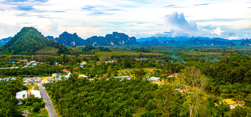 Fototapeta na wymiar Nature mountains tropical jungle limestone cliffs Ao Nang Krabi Thailand.