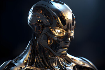 Futuristic AI Robot with Sleek Metallic Features - Symbol of Technology and Innovation AI-Generated Image