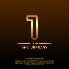 1st year anniversary design template in gold color. vector template illustration