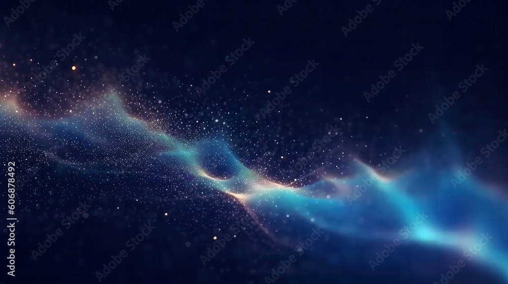 Wall mural dark blue and glow particle abstract background 1 ai generative