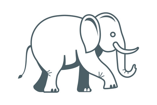 elephant black icon isolated on white background. flat vector illustration.