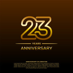 Fototapeta premium 23th year anniversary design template in gold color. vector template illustration