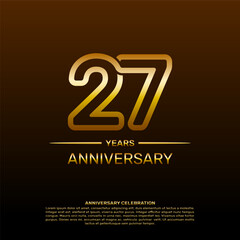27th year anniversary design template in gold color. vector template illustration