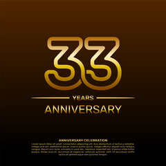 33th year anniversary design template in gold color. vector template illustration