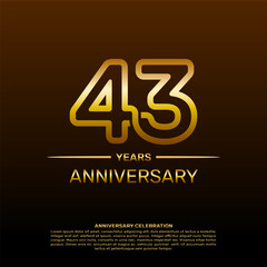 43th year anniversary design template in gold color. vector template illustration