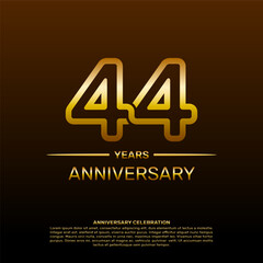 44th year anniversary design template in gold color. vector template illustration