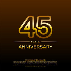 45th year anniversary design template in gold color. vector template illustration