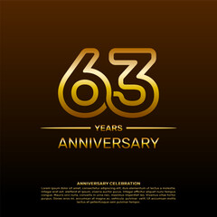 63th year anniversary design template in gold color. vector template illustration