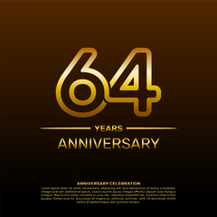 64th year anniversary design template in gold color. vector template illustration