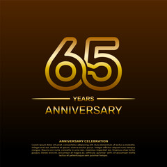 65th year anniversary design template in gold color. vector template illustration