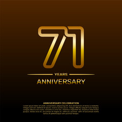 71th year anniversary design template in gold color. vector template illustration