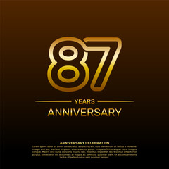 87th year anniversary design template in gold color. vector template illustration