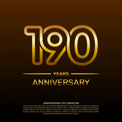 190th year anniversary design template in gold color. vector template illustration