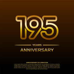 195th year anniversary design template in gold color. vector template illustration