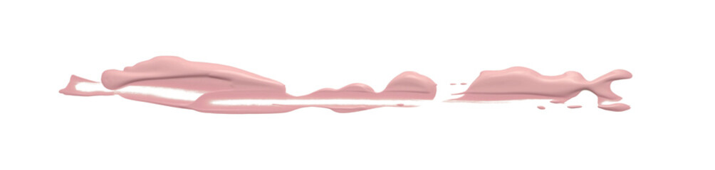 Pink pastel ink color smear brush stroke stain line blot on transparent background.