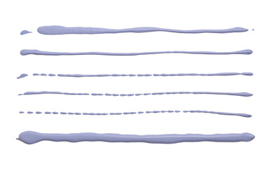 Blue pastel ink color smear brush stroke stain line blot on white background.
