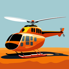 Cartoon helicopter yellow. Vector illustration