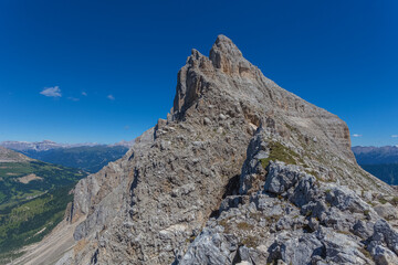 Northern slope of Latemar Peak which is what remains of an ancient Triassic coral reef. UNESCO world heritage site, Trentino-Alto Adige, Italy, Europe