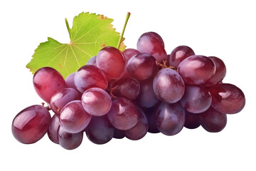 Fototapeta premium Red grape with leaves on transparent background