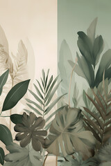Beautiful background illustration of green plants, made with generative AI