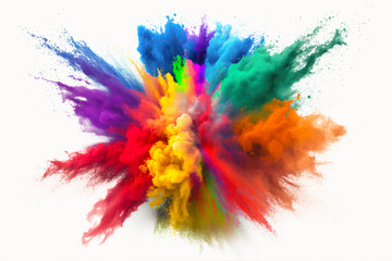 explosion of colored powder white background. abstract colored background. Generative ai