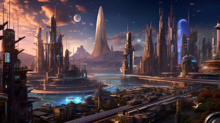 Fototapeta premium Visualize an epic clash between colossal mechs in a war - torn landscape, with explosions and laser beams lighting up the scene