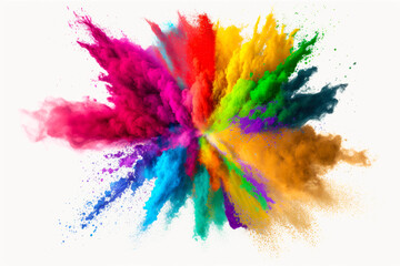 Fototapeta na wymiar explosion of colored powder white background. abstract colored background. Generative ai