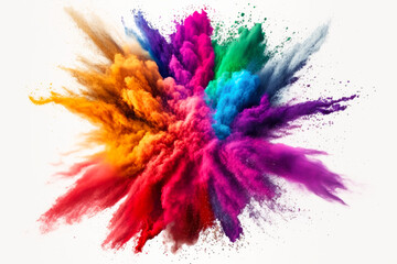 Fototapeta na wymiar explosion of colored powder white background. abstract colored background. Generative ai