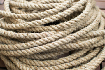 Jute rope, close-up view of the jute rope