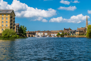 Fototapeta na wymiar A view westward on the River Great Ouse towards St Ives, Cambridgeshire in summertime