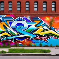 1370 Urban Street Art: A vibrant and urban background featuring street art with colorful graffiti, urban murals, and an energetic and artistic urban atmosphere2, Generative AI