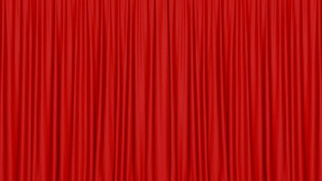 Opening Red Curtain Animation, Background, with Alpha Matte, Loop
