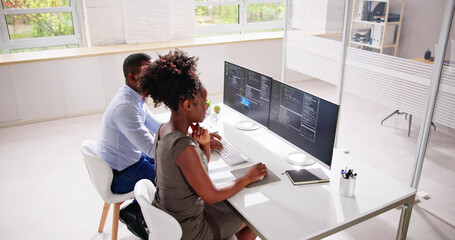 African American Programmer Woman Coding